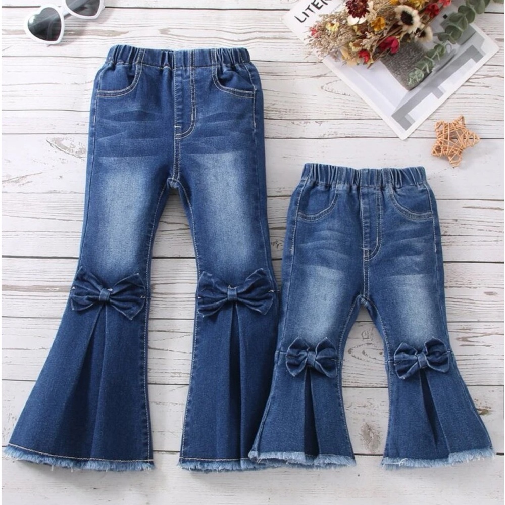 Girls Bow Flare Jeans